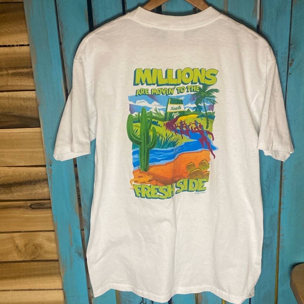 Vintage 90s Salem cigarettes single stitch t shirt XL made in USA white green